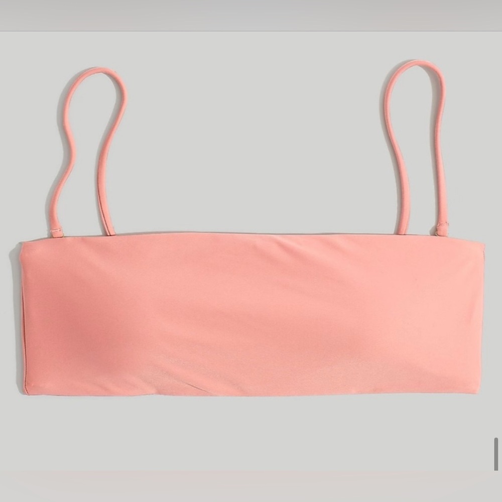 Madewell Second Wave Spaghetti-Strap Bandeau Bikini Top light pink mauve